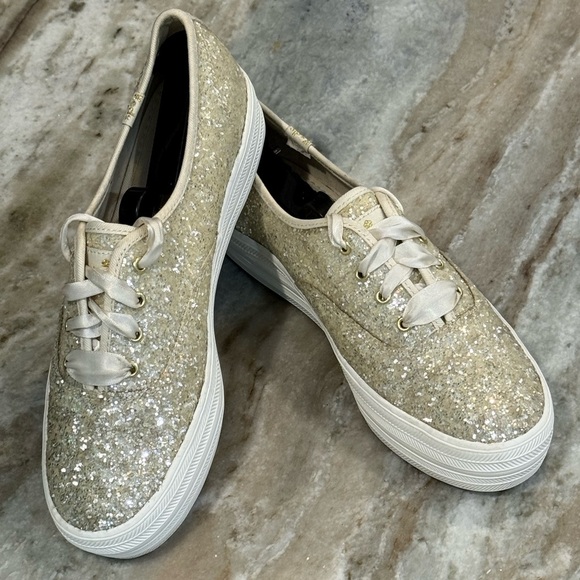 Women’s KEDS X KATE SPADE New York Triple Glitter platform sneakers- Size 7 - Picture 1 of 12
